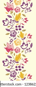 Vector Colorful vibrant flowers elegant vertical seamless pattern background ornament