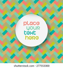 Vector colorful vintage background with place for you text. Greeting card template on seamless pattern backdrop