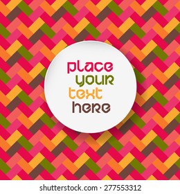 Vector colorful vintage background with place for you text. Greeting card template on seamless pattern backdrop