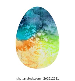 Vector colorful vintage egg greeting card. Easter watercolor hand painted vector isolated pattern.