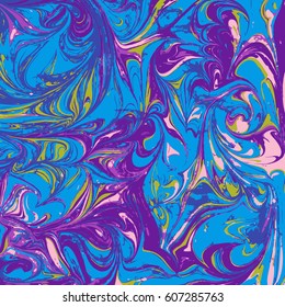 vector colorful violet blue pink hand drawn ebru paper marbling liquid paint artwork decoration texture background
