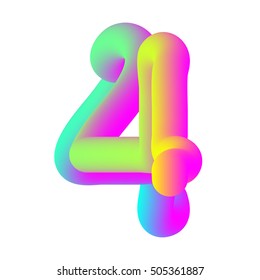 vector colorful volume number 4. Vector design template element. multicolored number four