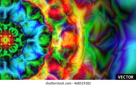 Vector colorful wallpaper. Circle mandala ornament, flower of life. Abstract graphic background.