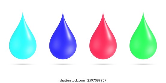 vector colorful water drops on white background