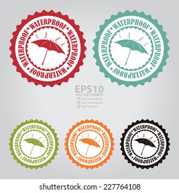 Vector : Colorful Water Proof Stamp, Badge, Icon, Label or Sticker