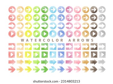 vector colorful watercolor arrows set