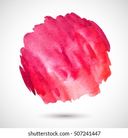 Vector colorful watercolor background. Abstract texture. Artistic   handmade blot. Red frame element