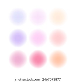 Vector colorful watercolor circle set. Blur abstract background, pattern, texture. For design, pastel colors. Smear watercolour splash stain. Colorful liquid abstract spots