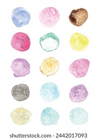 Vector colorful watercolor design elements hand drawn with salt. Texture background, abstract illustration gradient isolated on white background