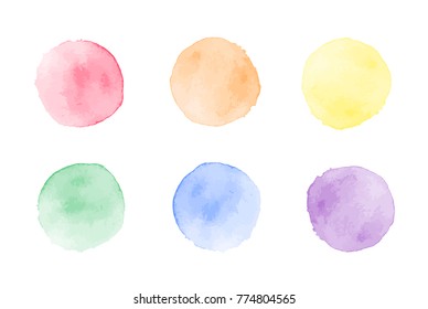 Vector colorful watercolor dots set isolated on white background