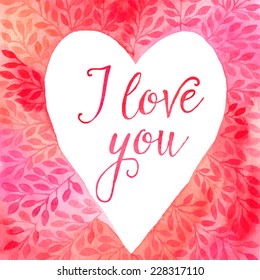 Vector colorful watercolor heart frame. Frame with copyspace for your text. Frame heart for text isolated on white background. Decorative elements for cards, gifts, crafts. Valentine's Day card