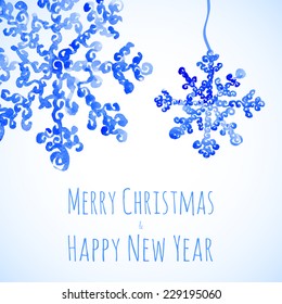 Vector colorful watercolor new year card. Can be used for web pages, printing, invitations, cards, template etc.