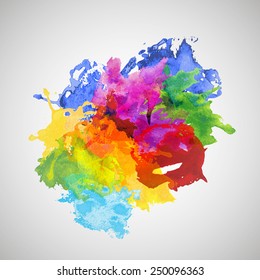 Vector Colorful Watercolor Splash For Decoration Of Posters, Typography, Flyers And Other. Original Rainbow Blobs For Poster Design. 