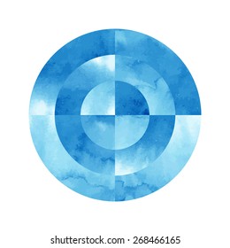 Vector colorful watercolor winter background. Isolated squared watercolor circles hand drawn vector pattern. 