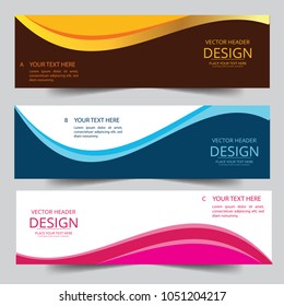 Vector  colorful wave banner web header design Abstract geometric shape. Can be adapt to Brochure, Annual Report, Magazine, Poster, Corporate Presentation web header.