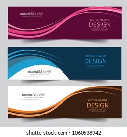 Vector colorful wave banner web header design Abstract geometric shape. Can be adapt to Brochure, Annual Report, Magazine, Poster, Corporate Presentation web header.