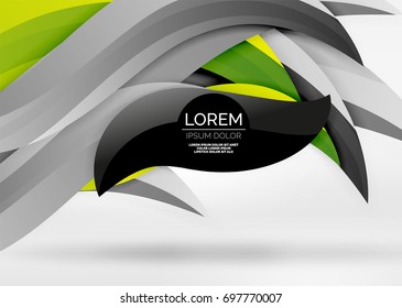 Líneas de onda coloridas vectoras en espacios 3d blancos y grises. Resumen de fondo para su mensaje, ilustración vectorial - fondo de pantalla para presentación de negocios o tecnología