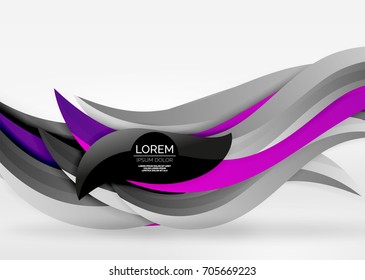 Líneas de onda coloridas vectoras en espacios 3d blancos y grises. Resumen de fondo para su mensaje, ilustración vectorial - fondo de pantalla para presentación de negocios o tecnología