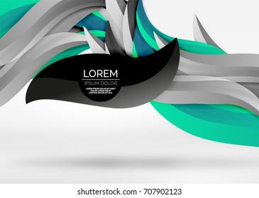Líneas de onda coloridas vectoras en espacios 3d blancos y grises. Resumen de fondo para su mensaje, ilustración vectorial - fondo de pantalla para presentación de negocios o tecnología