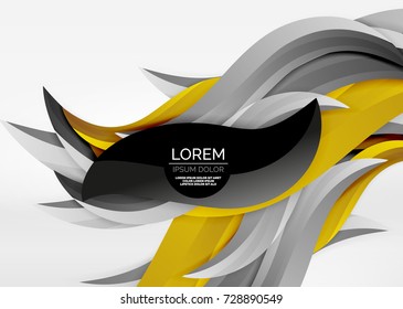 Líneas de onda coloridas vectoras en espacios 3d blancos y grises. Resumen de fondo para su mensaje, ilustración vectorial - fondo de pantalla para presentación de negocios o tecnología