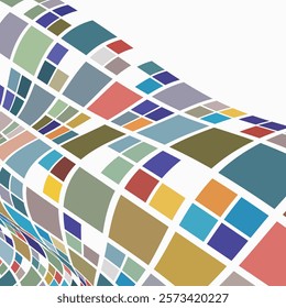 Vector colorful wave mosaic checked pixelated texturd abstract background