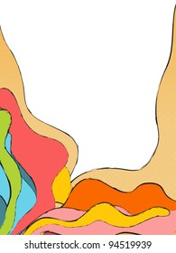 Vector - Colorful Waves Background with Blank Speech Bubble