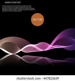Vector colorful waves on mirror surface Abstract background