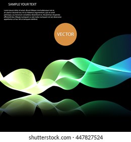 Vector colorful waves on mirror surface Abstract background