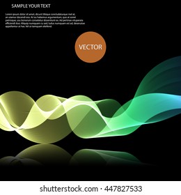 Vector colorful waves on mirror surface Abstract background