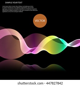 Vector colorful waves on mirror surface Abstract background