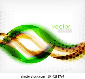 Vector colorful wavy stripe on white background with blurred effects. Vector digital techno abstract background template