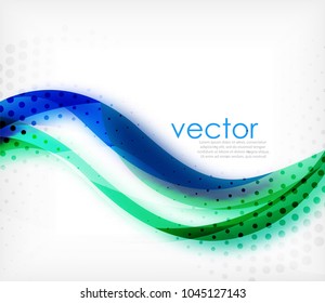 Vector colorful wavy stripe on white background with blurred effects. Vector digital techno abstract background template