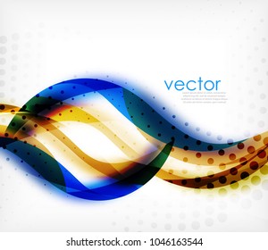 Vector colorful wavy stripe on white background with blurred effects. Vector digital techno abstract background template