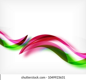 Vector colorful wavy stripe on white background with blurred effects. Vector digital techno abstract background template