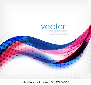 Banda ondulada de color vectorial sobre fondo blanco con efectos borrosos. Plantilla de fondo abstracto de tecnología digital vectorial