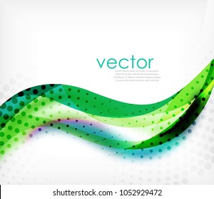 Vector colorful wavy stripe on white background with blurred effects. Vector digital techno abstract background template