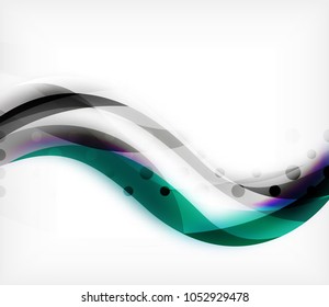 Vector colorful wavy stripe on white background with blurred effects. Vector digital techno abstract background template