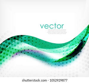 Vector colorful wavy stripe on white background with blurred effects. Vector digital techno abstract background template