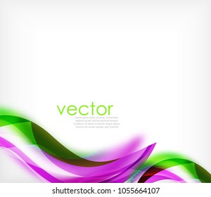 Vector colorful wavy stripe on white background with blurred effects. Vector digital techno abstract background template