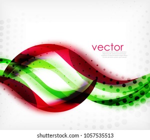 Vector colorful wavy stripe on white background with blurred effects. Vector digital techno abstract background template