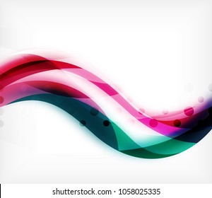 Vector colorful wavy stripe on white background with blurred effects. Vector digital techno abstract background template