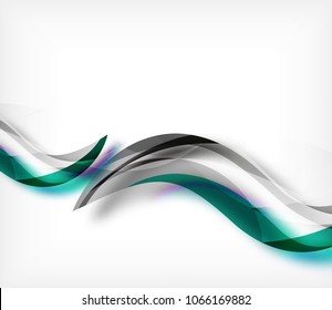 Banda ondulada de color vectorial sobre fondo blanco con efectos borrosos. Plantilla de fondo abstracto de tecnología digital vectorial