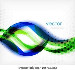 Banda ondulada de color vectorial sobre fondo blanco con efectos borrosos. Plantilla de fondo abstracto de tecnología digital vectorial