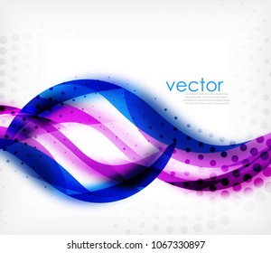 Banda ondulada de color vectorial sobre fondo blanco con efectos borrosos. Plantilla de fondo abstracto de tecnología digital vectorial