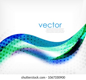 Vector colorful wavy stripe on white background with blurred effects. Vector digital techno abstract background template