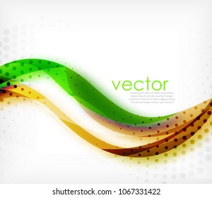 Vector colorful wavy stripe on white background with blurred effects. Vector digital techno abstract background template