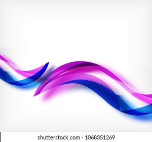Banda ondulada de color vectorial sobre fondo blanco con efectos borrosos. Plantilla de fondo abstracto de tecnología digital vectorial