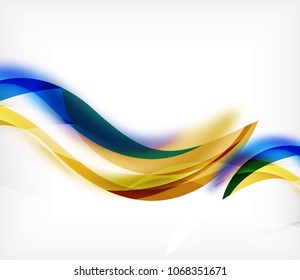 Banda ondulada de color vectorial sobre fondo blanco con efectos borrosos. Plantilla de fondo abstracto de tecnología digital vectorial