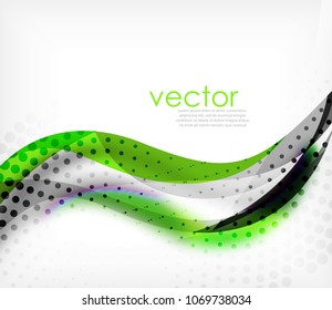 Vector colorful wavy stripe on white background with blurred effects. Vector digital techno abstract background template