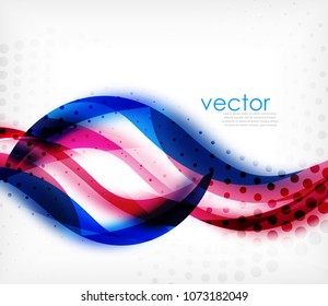 Vector colorful wavy stripe on white background with blurred effects. Vector digital techno abstract background template